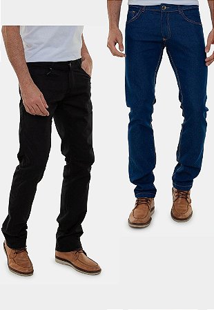 Kit 2 Peças Calça Jeans Premium e Calça Sarja Preta Versatti Nova York