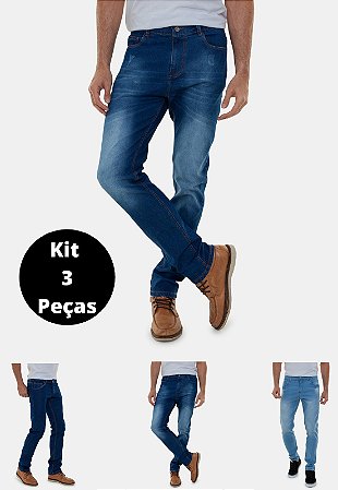 Kit Com 3 Calças Jeans Premium Masculinas Versatti Lisboa