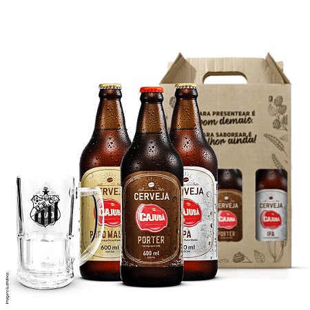 Kit Presente Cerveja Cajubá 3 Tipos Garrafas + Caneca UEC