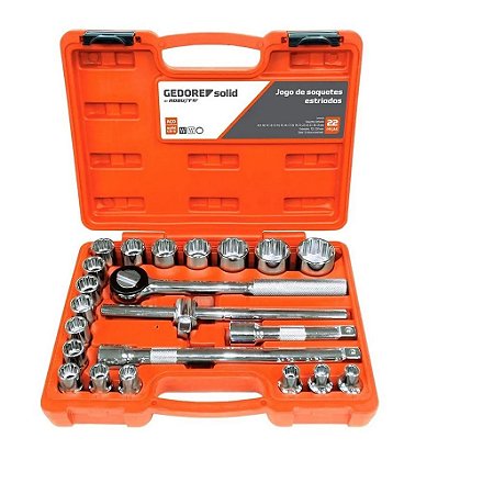 JOGO SOQUETE ESTRIADO 1/2" 08-32MM D26-22AM ROBUST