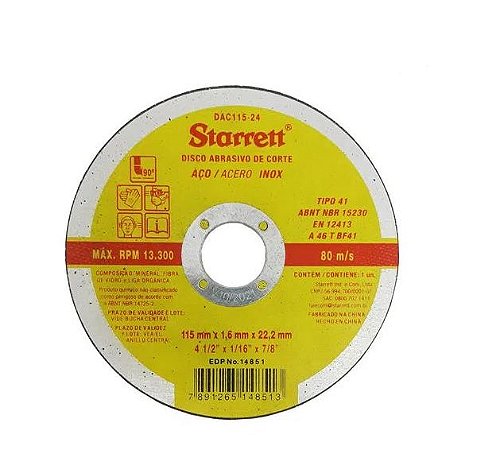 Starrett Disco de Corte 115x1MM