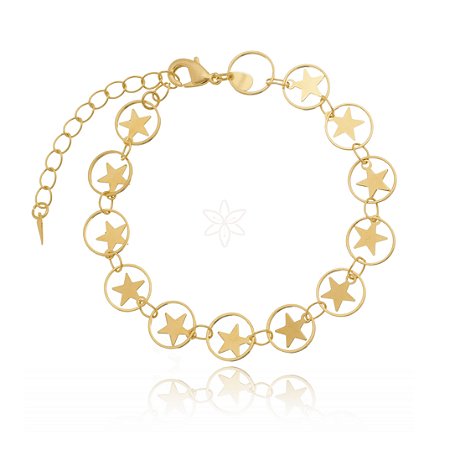 Pulseira bracelete estrela folheado em ouro 18k