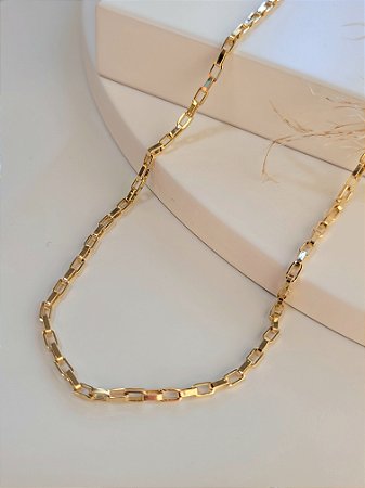 Cordão masculino cadeado espessura grossa 70 cm folheado em ouro 18k -  Lírios Joias | SemiJoias