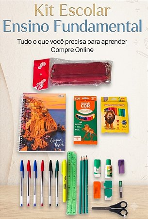 Kit Material Escolar - Ensino Fundamental Básico