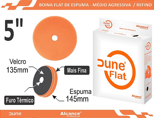 ALCANCE BOINA DE ESPUMA DUNE FLAT LARANJA 125MM 5" C/ FURO