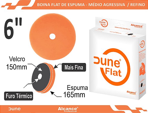 ALCANCE BOINA DE ESPUMA DUNE FLAT LARANJA 165MM 6" C/ FURO