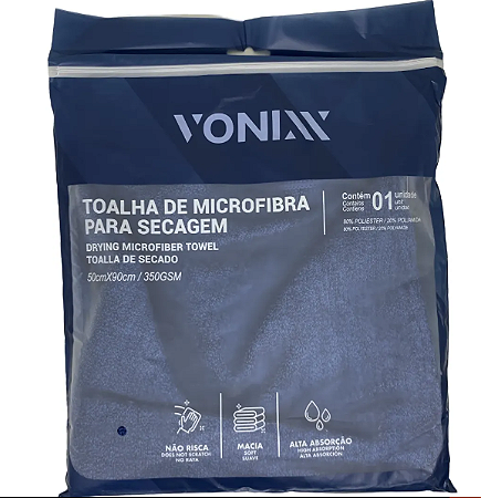 TOALHA MICROFIBRA SECAGEM VONIXX 50X90 350GSM VONIXX