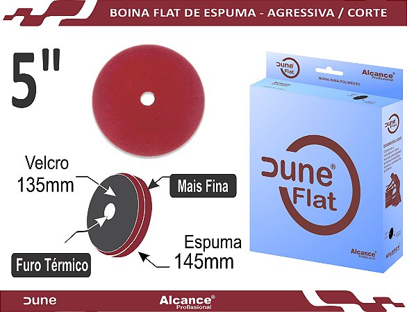 ALCANCE BOINA DE ESPUMA FLAT SUPER AGRESSIVA VERMELHA 125MM 5" C/FURO