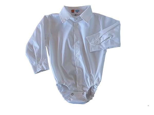 Body Camisa Branco Bebê (Recém-nascido até 2 anos