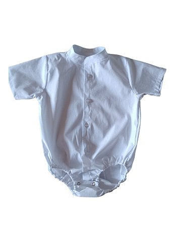 Body Camisa Gola Mandarim Branca – Elegância e Conforto para o Seu Bebê!