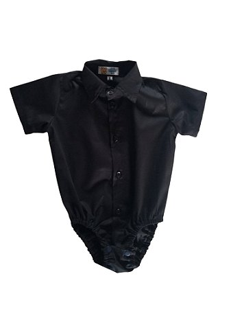 Body Camisa Bebê Manga Curta - Cor Preta | Feito por Encomenda 🖤
