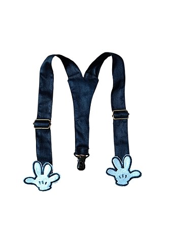 Suspensório  com Bordado de Luva Mickey Mouse - Feito Sob Encomenda