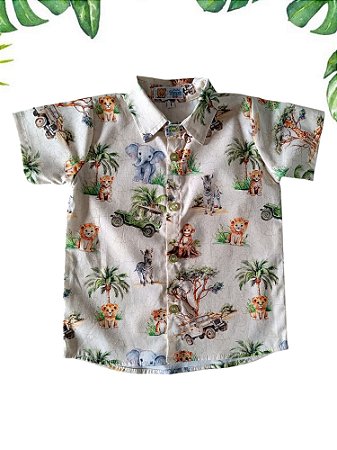 🦒Aventuras na Savana: Camisa Safari para Pequenos Exploradores🌿