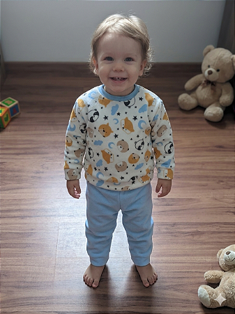 Pijamas infantil estampa ursinhos -Tecido unisoft