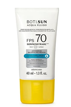 Protetor Solar Facial Antissinais FPS70 BOTI.SUN Acqua Fluido 40ml