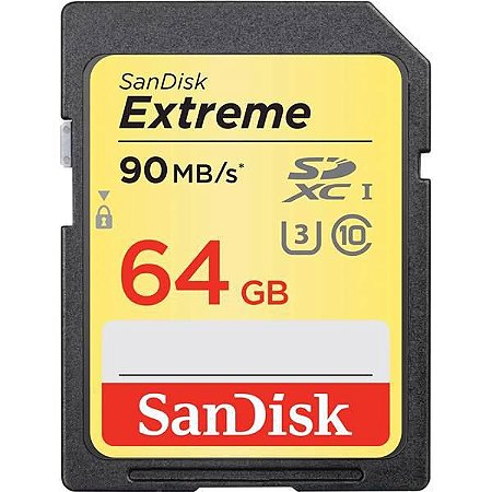 Cartao de Memoria SanDisk Extreme SDXC UHS-I 64 GB classe 10 90mbp/s