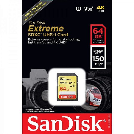 Cartão Sandisk Extreme 64gb 150mb/s