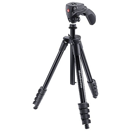 Tripé de alumínio de Ação compacta Manfrotto MKCOMPACTACN-BK