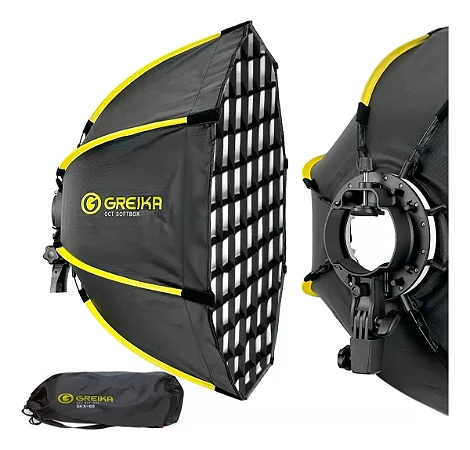 Softbox Greika GKH-45 Parabólico Montagem Rápida Bowens e Adaptador p/ Speedlite com Grid