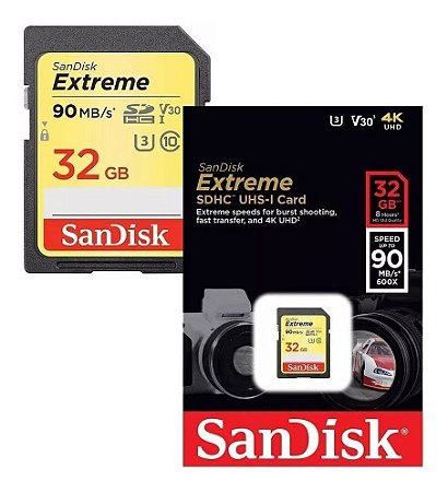 Cartão de memória SanDisk SDHC UHS-I Extreme de 32 GB