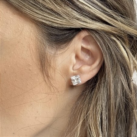 Brinco zircônia quadrada - 5 mm