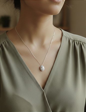 Colar Zircônia Oval cravejado