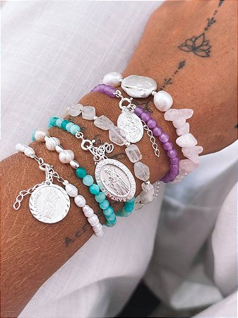 Pulseira Jade lilás- pedra natural