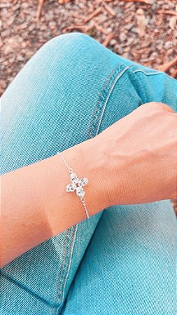 Pulseira flor cristal