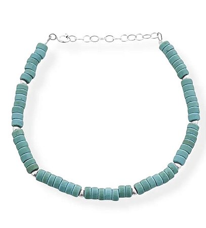 Pulseira Jade Amazonita com bolinhas prata