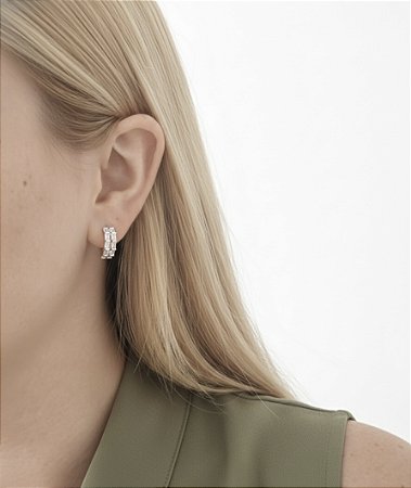 Argola click fileira dupla cravejada