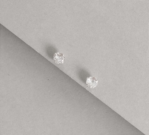 Brinco zircônia redonda cristal