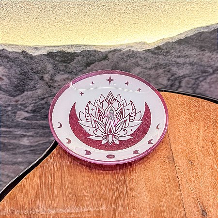 Incensário de Flor de lótus em vidro - redondo