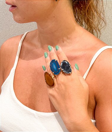 Anel em cristal natural de Ágata