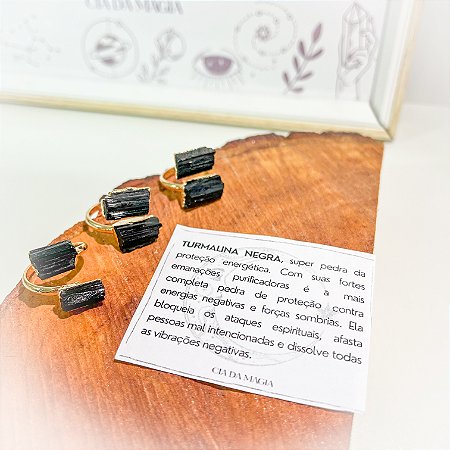 Anel em Cristal Natural de Turmalina Negra