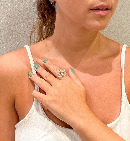 Anel em Cristal Natural de Quartzo Transparente