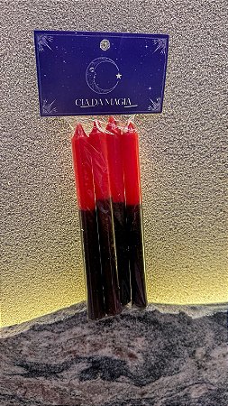 Vela Bicolor vermelha e preta - Palito