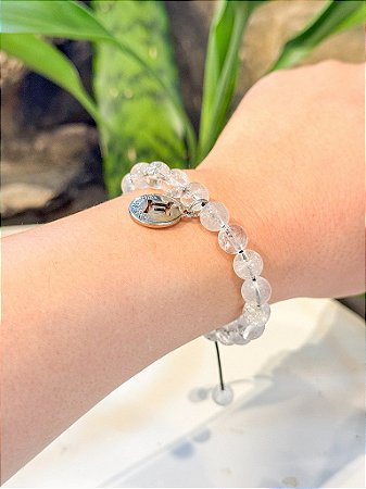 Pulseira de pedra natural Quartzo Transparente e/ou Signo Gêmeos