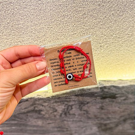 Pulseira Kabbalah - 7 nós com olho grego