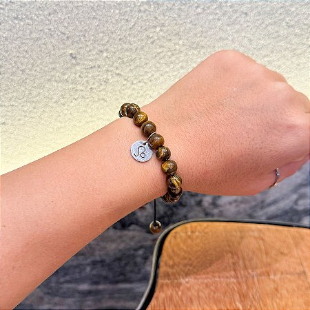 Pulseira de pedra natural Olho de tigre e/ou Signo Leão