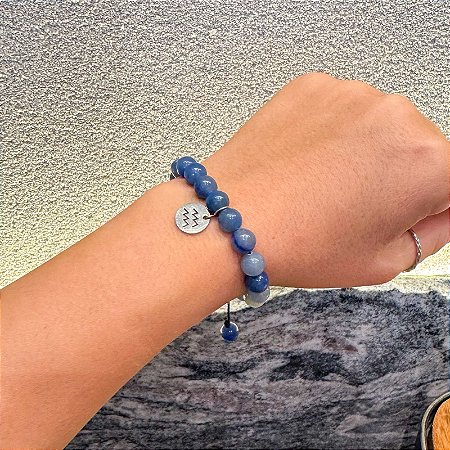Pulseira de pedra natural Quartzo Azul e/ou Signo Aquário