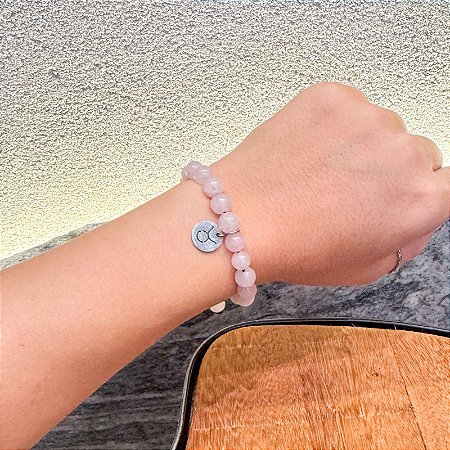Pulseira de pedra natural Quartzo rosa e/ou Signo Touro