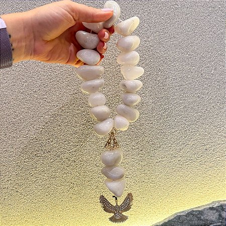 Terço em cristal natural - Quartzo Branco