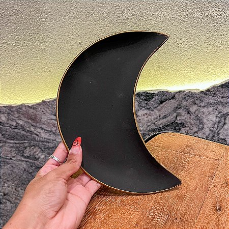 Base para guardar seus Cristais - Lua Crescente cor Preta fosca