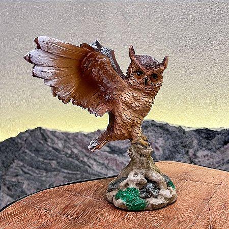 Coruja de asas abertas