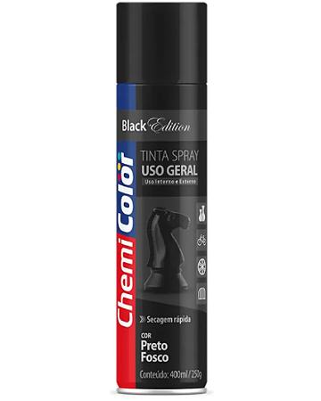 Tinta Spray Uso Geral Preto Fosco 400ml Chemicolor