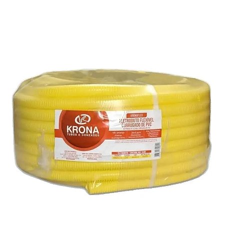Mangueira Corrugada Amarela 50 Metros 25mm (3/4") Krona