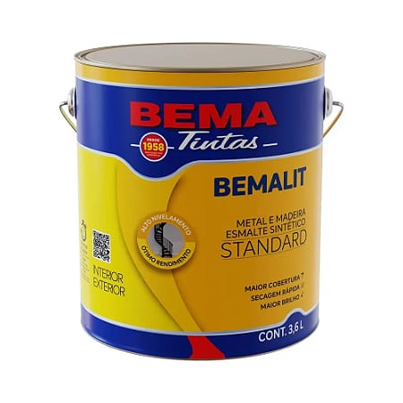 Esmalte Sintético Brilhante Bemalit Preto 3,6l Bema