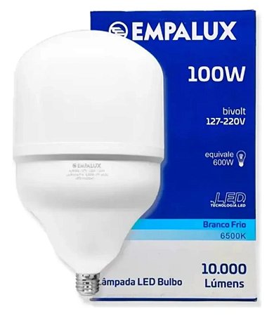 Lâmpada Led Bulbo Alta Potencia 100W Bivolt E27 Branco Frio 6500K - EMPALUX
