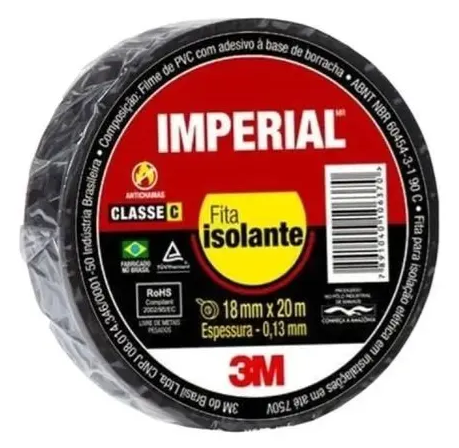 Fita Isolante Imperial 3m 18mm X 20 Metros Preta