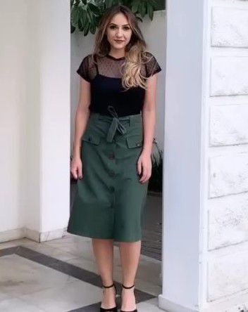 saia linho com botoes